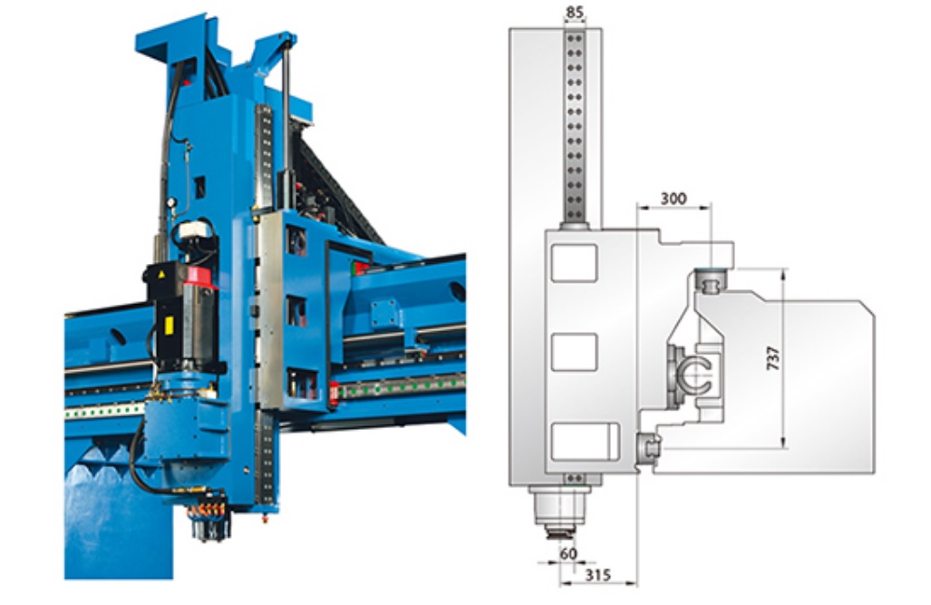 The Ram motion of Z-axis is supported by 2 Linear Guideways.